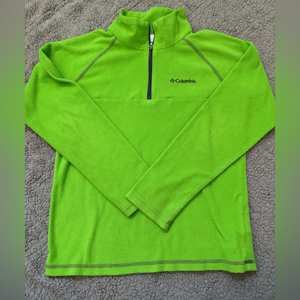 Columbia Green Half-Zip Sweater with Small Hole